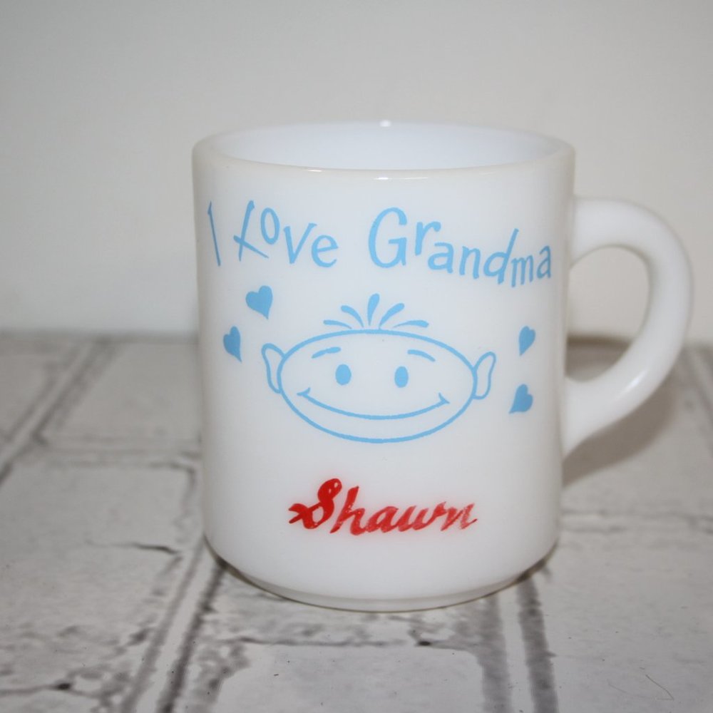 💙 “I ❤️ GRANDMA SHAWN” Vintage Coffee Mug · 3.25"